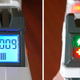 The Deltaburst rifle (left) uses an actual LCD screen for ammo and health levels, while the Alphapoint (right) uses color-changing icons.